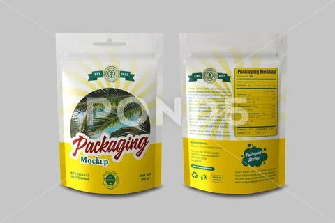 Packaging Mockup with Palm Tree Design PSD Template