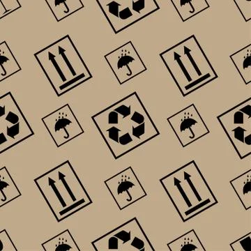 Packaging paper pattern with packaging symbols. Stock Illustration