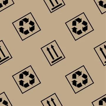 Packaging paper pattern with packaging symbols. Stock Illustration