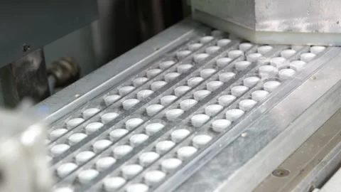 Packaging of pills in blister packs Stock Footage 306596695