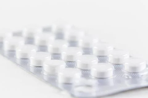 Packaging of pills on a white background Stock Photos