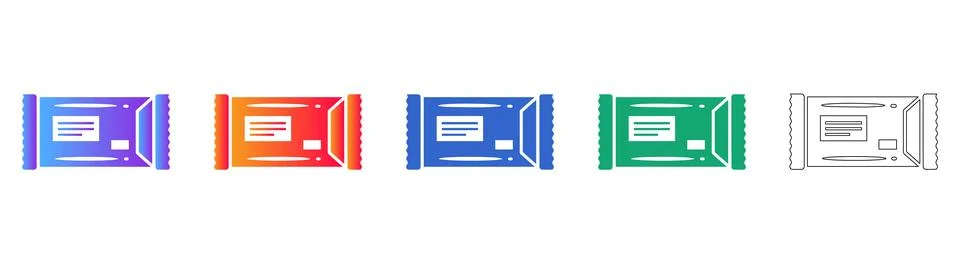 Packaging Pouch Icon Set Vector Graphics Illustrazione stock