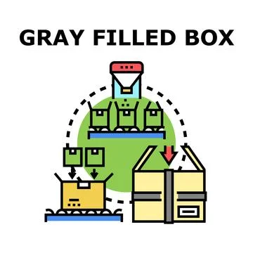 Packaging process filling boxes on production line Stock Illustration