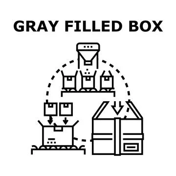 Packaging process filling boxes on production line イラスト素材