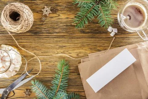 The packaging process of a smartphone as a gift. The new year 2018. The view Stock Photos