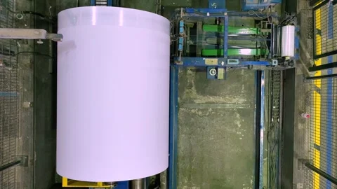 Packaging of rolls of finished white paper with a protective film Stockbeeldmateriaal 301511664