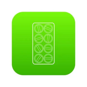 Packaging of round tablets icon green vector Stock Illustration