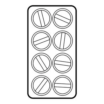 Packaging of round tablets icon, outline style Stock Illustration