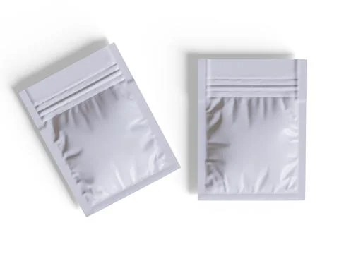 Packaging sachet white color realistic texture rendering 3D illustration (5) Illustrazione stock