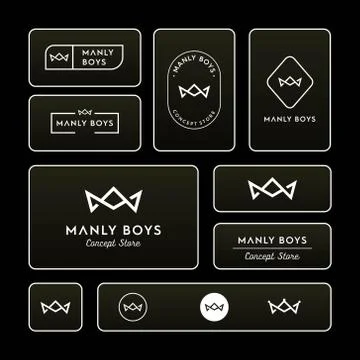 Packaging set crown with variant frame Logo Stock Illustration