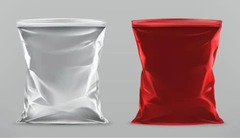 Packaging for snacks, packing chips. 3d realistic vector mock up Stock Illustration