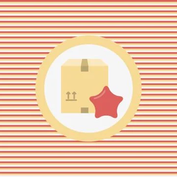 Packaging with a star color flat icon Stock Illustration