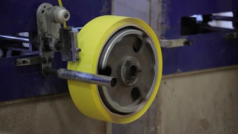 The packaging strap is rolling with layered in an overlapping or parallel 스톡 동영상 306582126