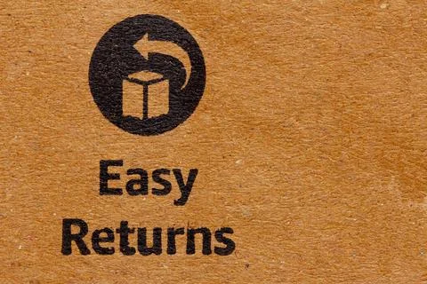 Packaging symbol to indicate easy returns of a product Stock Photos