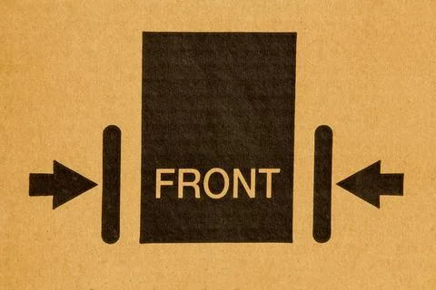 Packaging symbol to indicate front side of the material inside. Stock Photos