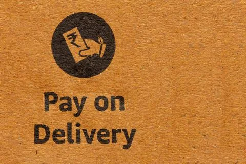 Packaging symbol to indicate pay on delivery of a product. Cash on delivery Stock Photos