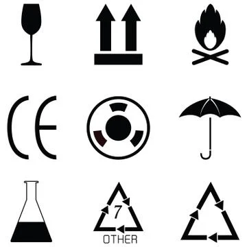 Packaging symbols icon set Illustrazione stock