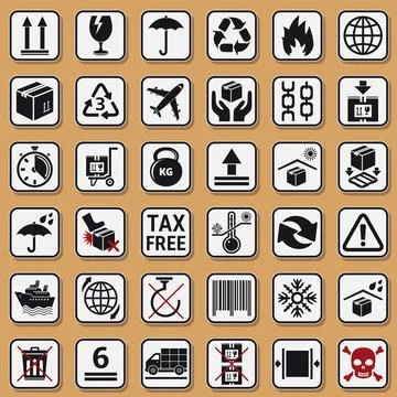 Packaging symbols set Stock Illustration