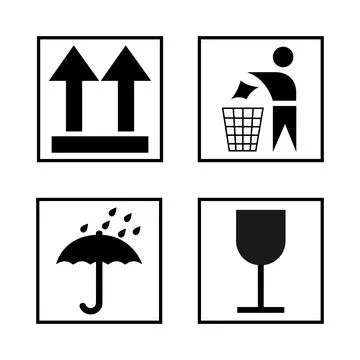 Packaging symbols set vector, packing sign labels Stock Illustration