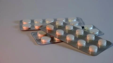 Packaging of tablets, packaging of antibiotics Stock Footage 265018288