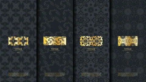 Packaging template of arabic pattern design element concept background and lo Stock Illustration