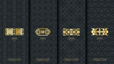 Packaging template of arabic pattern design element concept dark background a Stock Illustration