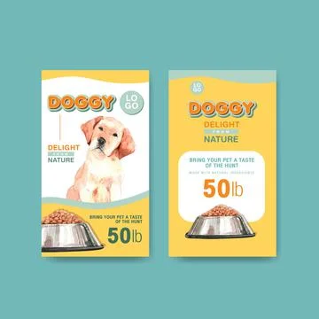 Packaging template with dogs and food design for products and marketing water Stock Illustration