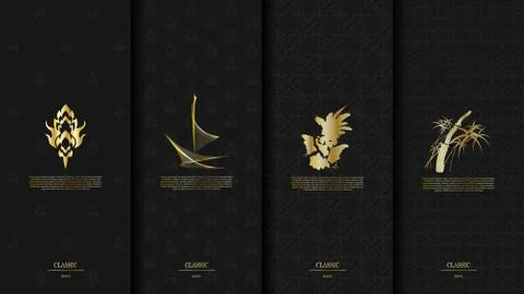 Packaging template of exotic Thai pattern design element concept background a Stock Illustration