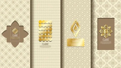 Packaging template of exotic Thai pattern design concept element background v Stock Illustration