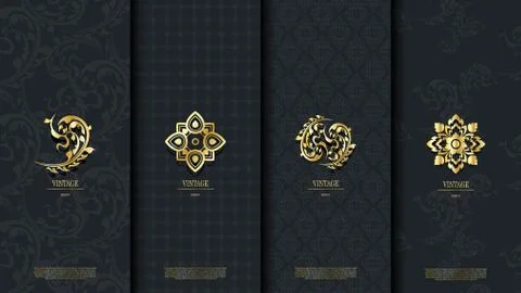 Packaging template of exotic Thai pattern design element concept classy vinta Stock Illustration