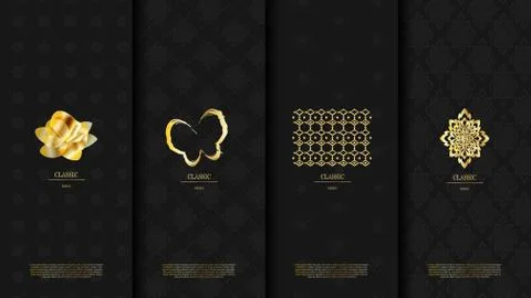 Packaging template of exotic Thai pattern design element concept dark backgro Stock Illustration