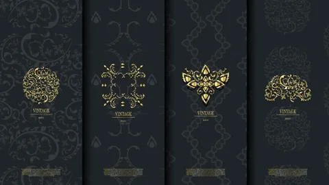 Packaging template of exotic Thai pattern design element floral concept backg Stock Illustration