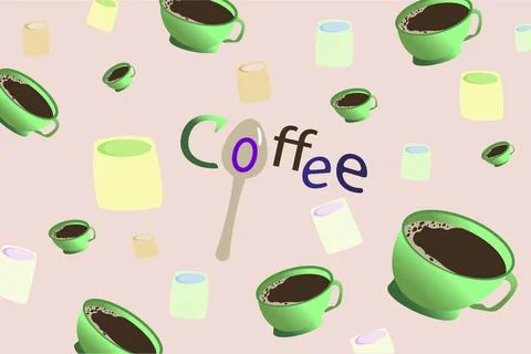 Packaging template with the image of cups of coffee and the inscription coffe Stock Illustration