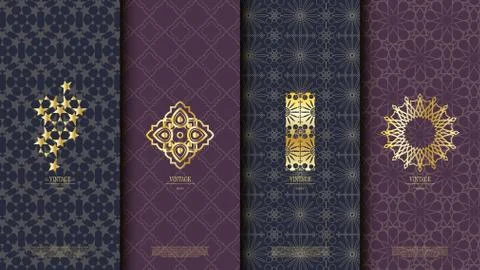 Packaging template islam arabic element seamless pattern background and logo Stock Illustration
