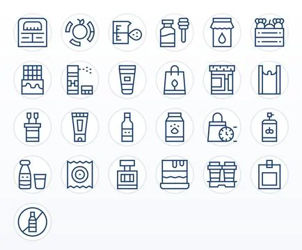 Packaging Visual Pack containing 25 Regular Line PIXEL Perfect Vector Icons Stock Illustration