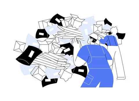 Packaging waste abstract concept vector illustration. Stock Illustration
