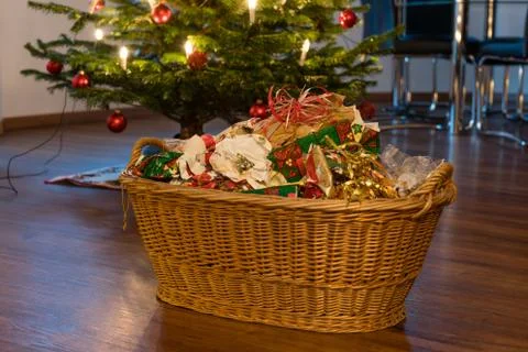 Packaging waste under the christmas tree Stock-Fotos