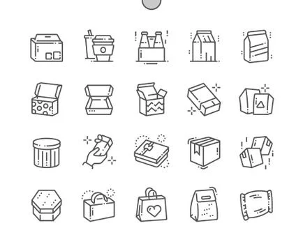 Packaging Well-crafted Pixel Perfect Vector Thin Line Icons 30 2x Grid for Web Ilustração Stock