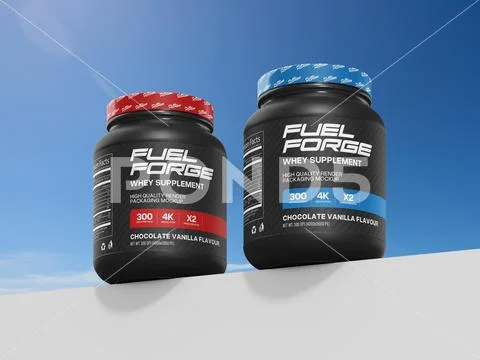 Packaging Whey Supplement Jar Mockup PSD Template