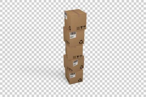 Packed brown cardboard boxes on white background イラスト素材