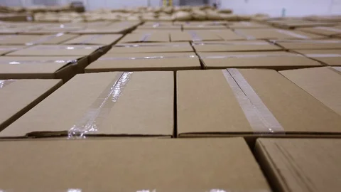 Packed cardboard boxes Stock Footage 70896658