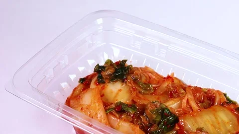 Packed chinese cabbage kimchi rotating Stock Footage 327051417