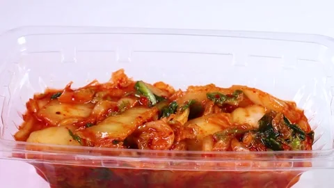 Packed chinese cabbage kimchi on  white background, rotating Stock-Footage 326175689