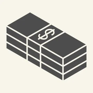 Packed dollars solid icon. Bundle of money vector illustration isolated on white Stockillustratie