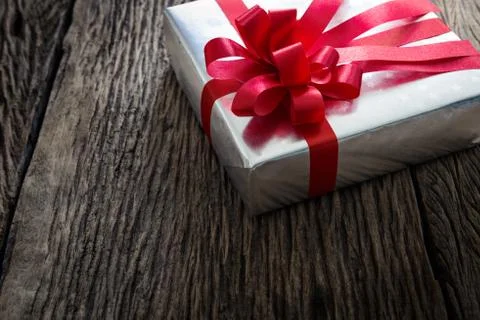 Packed glittery silver present container Stock Photos