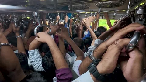 Packed Local Train Crowd Inside Coach 4K Video 動画素材 346759311