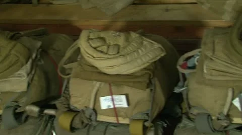 Packed parachutes Stock Footage 10834084