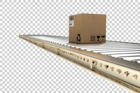 Packed parcel box on production line Illustration