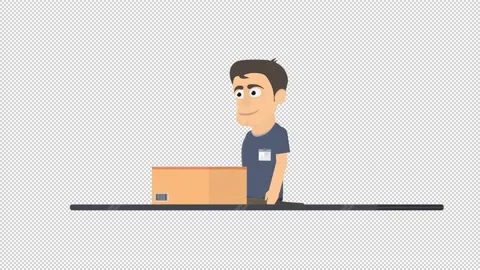 Packer. Animation of the product packaging on the conveyor. Cartoon Stock Footage 150721537