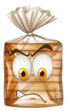 Packet of bread with angry face Stock Illustration